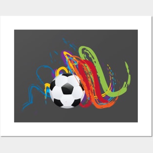 Soccer ball grunge strokes Posters and Art